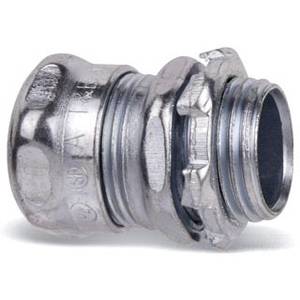 T&B® 5121-TB Compression Connector, 1/2 in Trade, For Use With EMT Conduits, Steel, Chromate Coated/Electro-Zinc Plated
