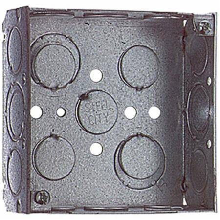 21 Cu Inch, 23-Knockout, Thomas & Betts Corporation 52151-1/2-3/4-EW Square Outlet Box