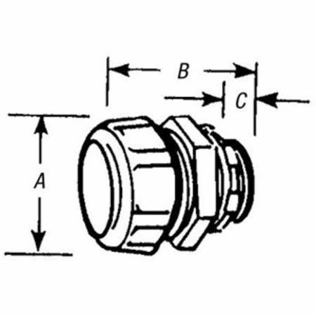 T&B® 5231 Non-Insulated Straight Conduit Connector, 3/8 in Trade, Steel, Chromate Coated/Electro-Zinc Plated