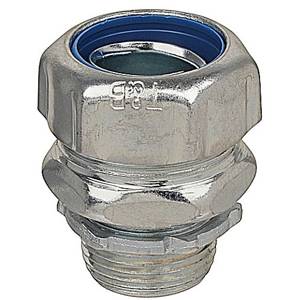 T&B® 5234-TB Non-Insulated Straight Conduit Connector, 1 in Trade, Steel, Chromate Coated/Electro-Zinc Plated