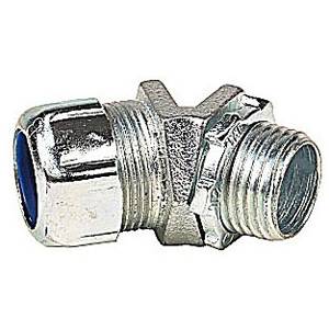 T&B® 5246 Non-Insulated Conduit Connector, 1-1/2 in Trade, 45 deg, Malleable Iron, Chromate Coated/Electro-Zinc Plated
