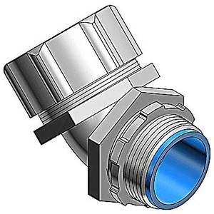 T&B® 5246 Non-Insulated Conduit Connector, 1-1/2 in Trade, 45 deg, Malleable Iron, Chromate Coated/Electro-Zinc Plated