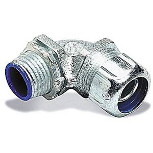 T&B® 5251 Non-Insulated Conduit Connector, 3/8 in Trade, 90 deg, Malleable Iron, Chromate Coated/Electro-Zinc Plated