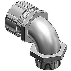 T&B® 5259 Non-Insulated Conduit Connector, 3 in Trade, 90 deg, Malleable Iron, Chromate Coated/Electro-Zinc Plated