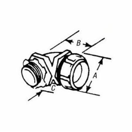 T&B® 5259 Non-Insulated Conduit Connector, 3 in Trade, 90 deg, Malleable Iron, Chromate Coated/Electro-Zinc Plated