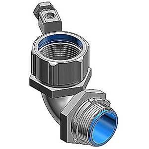 T&B® 5353GR External Bonding Insulated Grounding Connector With Revolver Lug, 3/4 in Trade, 90 deg, Malleable Iron, Chromate Coated/Electro-Zinc Plated