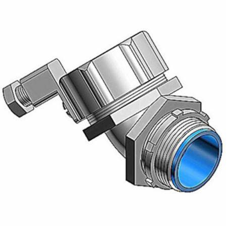 T&B® 5350GR External Bonding Insulated Grounding Connector, 4 in Trade, 45 deg, Malleable Iron, Chromate Coated/Electro-Zinc Plated