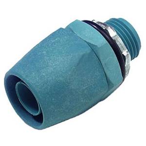 T&B® 6303 Straight Conduit Connector With Captive Sealing O-Ring, Tapered Hub Thread, 3/4 in Trade, Thermoplastic, Electro-Zinc Plated