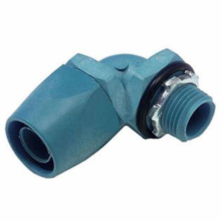 T&B® 6322 Conduit Connector With Captive Sealing O-Ring, Tapered Hub Thread, 1/2 in Trade, 90 deg, Thermoplastic, Electro-Zinc Plated