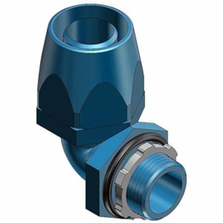 T&B® 6322 Conduit Connector With Captive Sealing O-Ring, Tapered Hub Thread, 1/2 in Trade, 90 deg, Thermoplastic, Electro-Zinc Plated