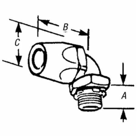 T&B® 6322 Conduit Connector With Captive Sealing O-Ring, Tapered Hub Thread, 1/2 in Trade, 90 deg, Thermoplastic, Electro-Zinc Plated