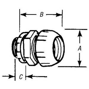 T&B® 8321 Non-Insulated Threadless Conduit Connector, 1 in Trade, For Use With Rigid/IMC Conduits, Malleable Iron, Chromate Coated/Electro-Zinc Plated