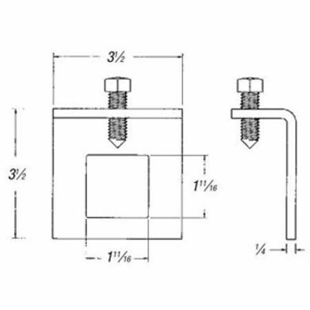Superstrut® A597-EG 500 Through-Hole Beam Clamp, 1-11/16 x 1-11/16 in Channel, 1 in THK Flange, 800 lb Load, Steel