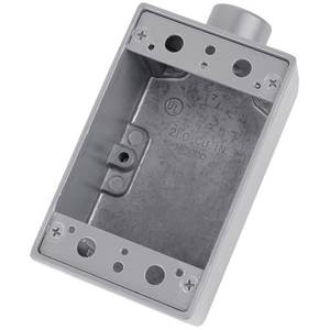 T&B® AFS-1 Type FS Dead End Shallow Style Device Box, Die Cast Aluminum, 21.6 cu-in Capacity, 1 Gangs, 1 Outlets, 1 Knockouts, 2-13/16 in W x 2-1/16 in D x 4-9/16 in H