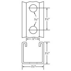 1-1/2" x 1-1/2" x 10', 12 Gauge, Thomas & Betts Corporation B-905-10-EG Channel Strut