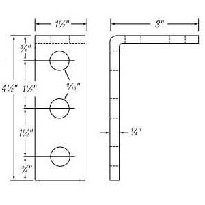 3" x 1-1/2" x 4-1/2" Thomas & Betts Corporation B-917 Channel Angle Connector