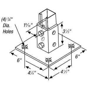 3" Post Thomas & Betts Corporation B-924SQ Channel Post Base Connector