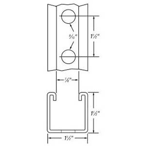 1-1/2" x 1-1/2" x 6', 12 Gauge, Thomas & Betts Corporation B-995-6 Channel Strut