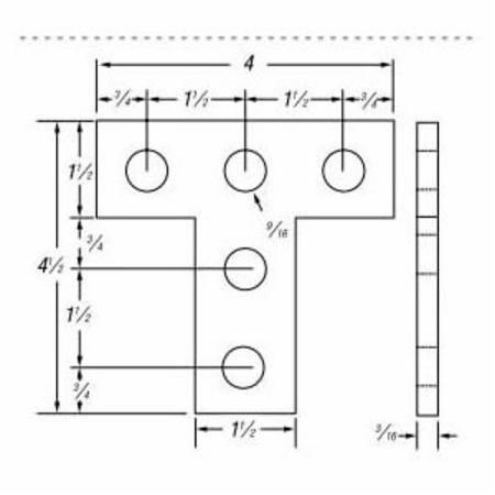 4-1/2" x 4" x 3/16" Thomas & Betts Corporation B-937 Channel Flat Plate