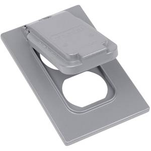 1-Gang, 2-13/16" x 4-9/16", Thomas & Betts Corporation CCDV Weatherproof Device Box Cover, 1-Duplex Receptacle, Silver