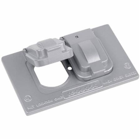 1-Gang, 4-9/16" x 2-27/32", Thomas & Betts Corporation CCD Weatherproof Device Box Cover, 1-Duplex Receptacle, Silver