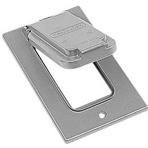 1-Gang, 2-13/16" x 4-9/16", Thomas & Betts Corporation CCGV Weatherproof Device Box Cover, 1-GFCI Receptacle, Silver