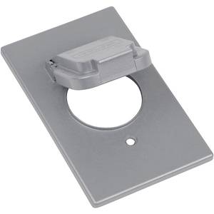 1-Gang, 2-13/16" x 4-9/16", Thomas & Betts Corporation CCSV Weatherproof Device Box Cover, (1) 1.485" Dia Single Receptacle, Silver