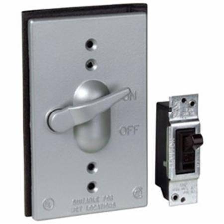 1-Gang, 2-13/16" x 4-9/16", Thomas & Betts Corporation CCT-1 Weatherproof Box Switch Cover,, Silver