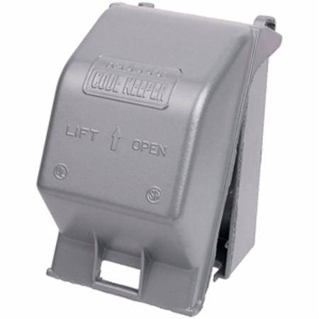 3-1/4" x 1-Gang, , Thomas & Betts Corporation CKMUV Red Dot®, Code Keeper® Weatherproof While-In Use Box Cover, Duplex/GFCI/Switch/Single Receptacle, Silver/Powder Coated
