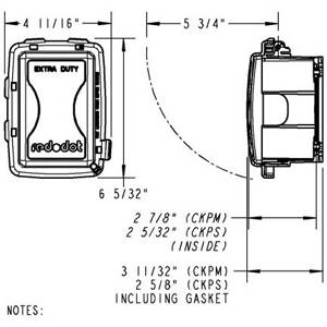 1-Gang, 4-11/16" x 2-7/8" x 6-5/32", Thomas & Betts Corporation CKPM Red Dot® Weatherproof While-In Use Box Cover, GFCI/Single/Duplex Receptacle, Clear Top/ Gray Bottom