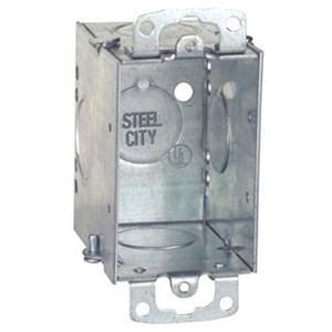 14 Cu Inch, 5-Knockout, Thomas & Betts Corporation CW3/4-25 Adjust-A-Box® Metallic Switch Box, 1-Gang