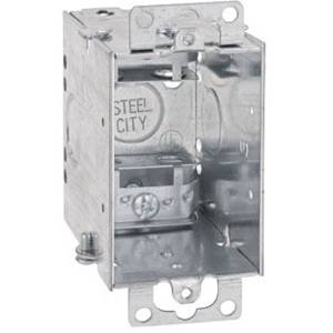 14 Cu Inch, 7-Knockout, Thomas & Betts Corporation CWX-25 Adjust-A-Box® Metallic Switch Box, 1-Gang