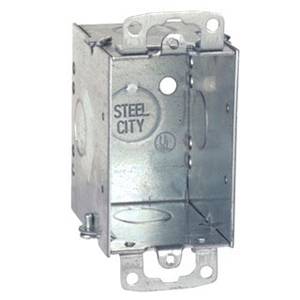 14 Cu Inch, 5-Knockout, Thomas & Betts Corporation CW-1/2 Adjust-A-Box® Metallic Switch Box, 1-Gang