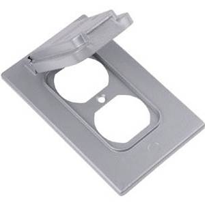 1-Gang, 2-13/16" x 4-9/16", Thomas & Betts Corporation DCCDV D-PAK® Weatherproof Device Box Cover, 1-Duplex Receptacle, Silver