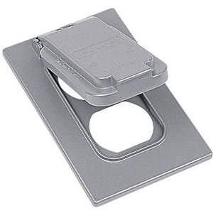 1-Gang, 2-13/16" x 4-9/16", Thomas & Betts Corporation DCCDV D-PAK® Weatherproof Device Box Cover, 1-Duplex Receptacle, Silver