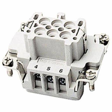 Pos-E-Kon® FS106B B Series Standard Terminal Insert, 6 Positions, 20 to 14 AWG Wire, Female Screw Connection, Glass Filled Thermoplastic