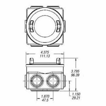 T&B® GUP215-TB 10-Outlet Explosionproof Rectangular Junction Box, 3/4 in, For Use With Branch Conduits, Iron