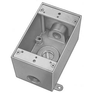 19 Cu Inch 3-Hub, Thomas & Betts Corporation IH3-1-LM Weatherproof Outlet Box, 1-Gang