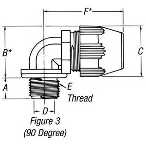 T&B® Plastic Bullet® LT975P Flexible Conduit Connector, 3/4 in Trade, 90 deg, Thermoplastic