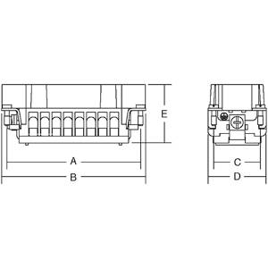 Pos-E-Kon® FS104A A Series Compact Terminal Insert, 4 Positions, 18 to 14 AWG Wire, Female Screw Connection, Glass Filled Thermoplastic