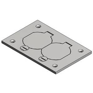 Rectangular, Thomas & Betts Corporation P-64-DS-AL MopTite™ Floor Box Cover Plate, 2-Gang