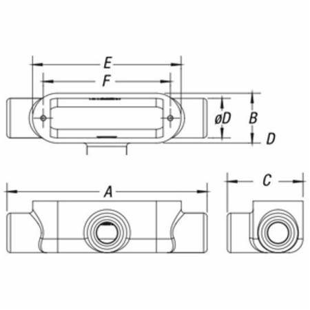 T&B® BlueKote® T48SST Type T Conduit Body With Cover, Gasket and Screw, 1-1/4 in Hub, Form 8 Form, 24 cu-in Capacity, 316 Stainless Steel, Polished
