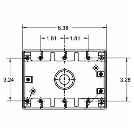 54.8 Cu Inch 7-Hub, Thomas & Betts Corporation B37D20G Weatherproof Outlet Box, 3-Gang