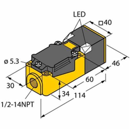 20 to 250 VAC, 10 to 300 VDC, Turck Inc. M1341000 Inductive Sensor, 15 MM Sensing Distance, 2-Wire