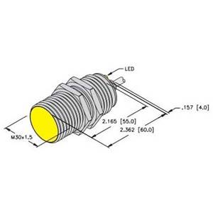 15 to 30 VDC, 30 MM Dia Barrel, Turck Inc. M1535500 Inductive Sensor, 3 to 8 MM Sensing Distance, 4-Wire
