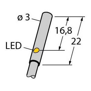 10 to 30 VDC, 3 MM Dia Barrel, Turck Inc. M1619325 Inductive Sensor, 1 MM Sensing Distance, NO/PNP Output