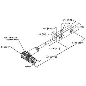 10 to 30 VDC, Turck Inc. S1613040-000 Inductive Sensor, 2 MM Sensing Distance, NO/PNP Output