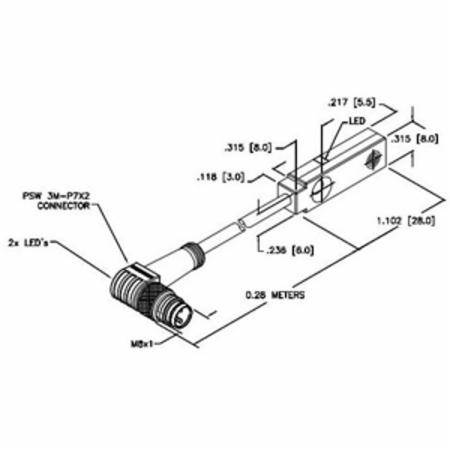 10 to 30 VDC, Turck Inc. S1613040-001 Inductive Sensor, 2 MM Sensing Distance, NO/PNP Output