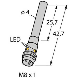 10 to 30 VDC, 4 MM Dia Barrel, Turck Inc. S4608440 Inductive Sensor, 1 MM Sensing Distance, NO/PNP Output