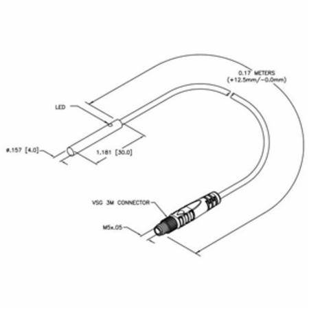 10 to 30 VDC, Turck Inc. BI1-EH04-AP6X-0.17M-VSG Inductive Sensor, 1 MM Sensing Distance, 1NO/PNP Output